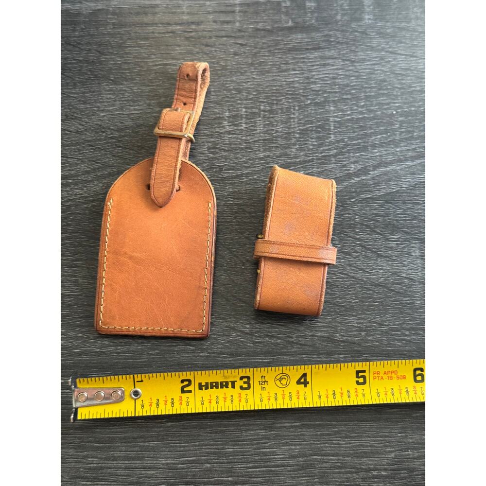 Authentic Louis Vuitton Vachetta Leather Name Luggage Tag And Poignet Set SN322 - Picture 4 of 4